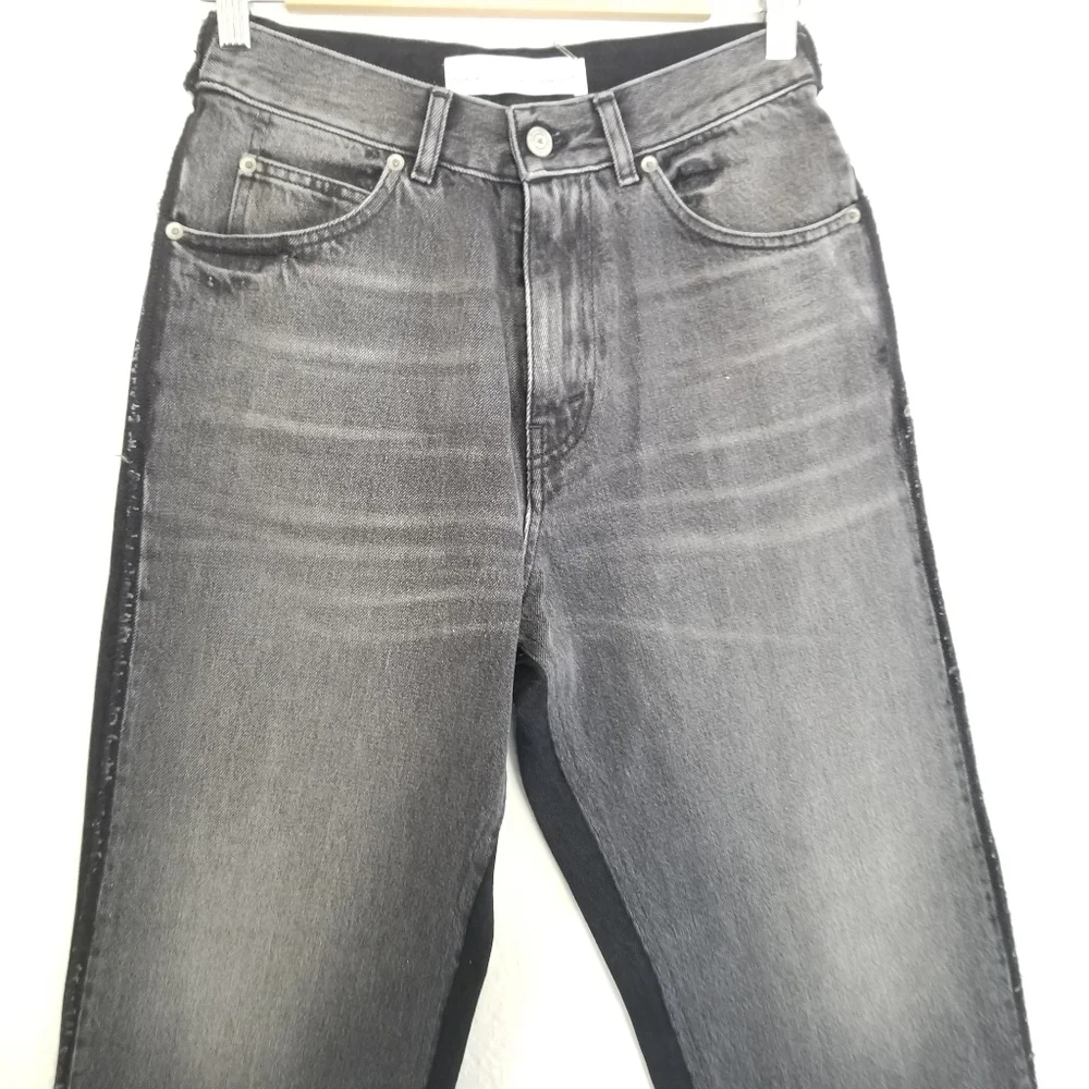 Golden Goose Two Tone High Rise Straight Leg Leather Pocket Jeans Size 2… - Picture 5 of 15